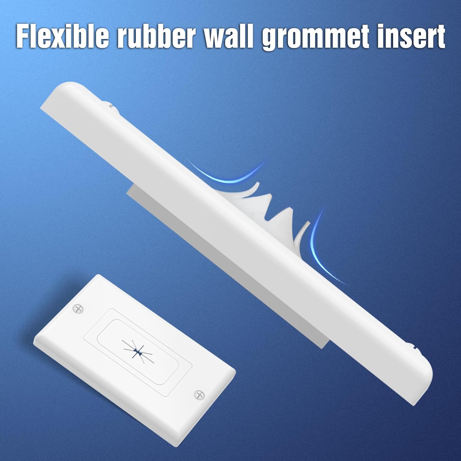 VCELINK Wall Plate Cable Pass Through, Single Gang Decorator Wall Plate Cover, Flexible Rubber Wall Grommets Insert for Low Voltage Cables, Wall Mount TV, Home Theater System, 2-Pack, White